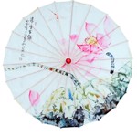 Solparaply/ parasol - lyserød med flora